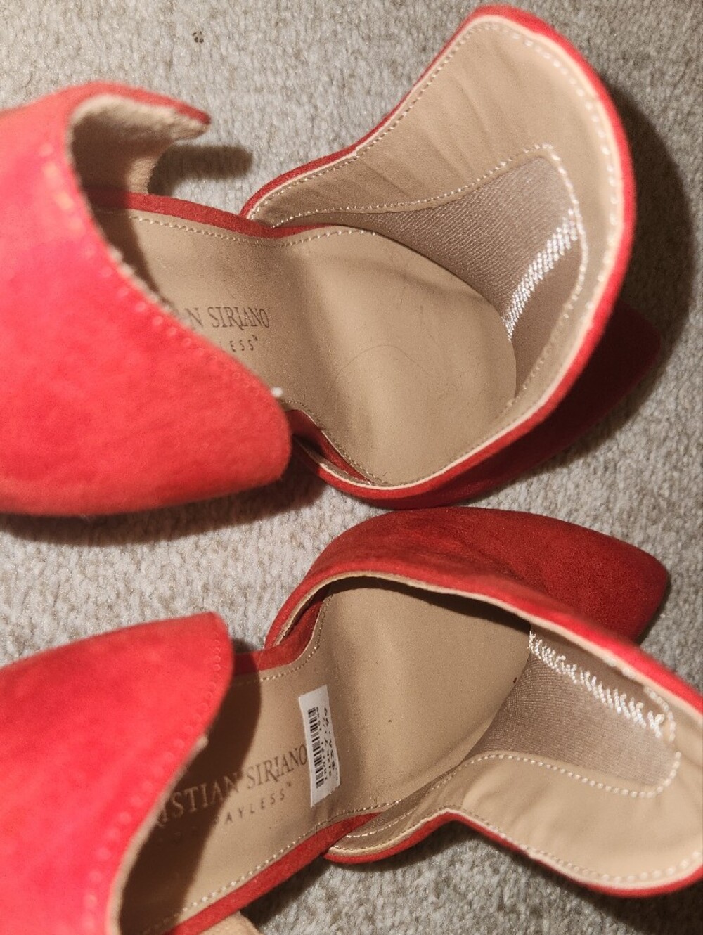 Christian Siriano Red Suede Pointed-Toe Slip-On Heels - Picture 5 of 6